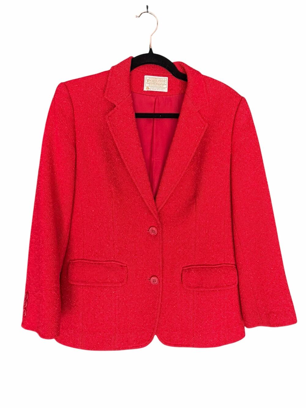 Vintage Pendleton Red Pure Virgin Wool Blazer USA Sm 6 Heritage Old Money Preppy